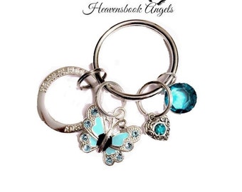 Halo Grief Blue Swarovski Crystal Butterfly Grief Memorial Sympathy Keychain | funeral gift | cemetary | Loss in Memory of