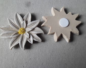 x 3 sticker embellishments flower brown/beige resin 45 x 40 mm