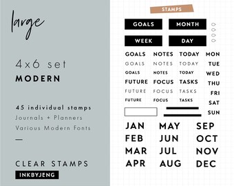 STMP-4X6-012 The Modern Planner | 4x6 | Planner and Journal Clear Stamp Kit