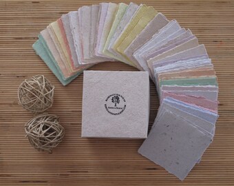 100 sheets of 3" x 3" Writing Paper from handmade recycled paper/ Note paper box with 100 sheets of paper/ note pads/ Recyced Blank Cards