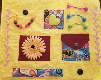 Fidget Quilt Alzheimers Activity Blanket Sensory Dementia Brain Trauma Tactile Lap Autistic Handmade