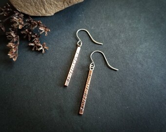Stamped Copper Earrings | Rain