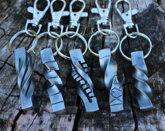 Hand forged steel key chain Groomsmen gifts Birthday Anniversary Wedding