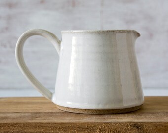 Creamer, Ceramic Milk Pitcher, Pottery White Pitcher, Tea Accessories Gift, Syrup Pitcher, Coffee Creamer, Tabletop, White Gift for Mom
