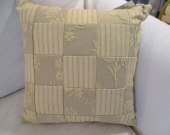 30038~ Reversible Floral and Ticking Accent Pillow
