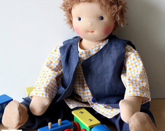 Customed Waldorf boy doll, boy rag doll ( with wool hair )