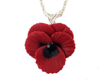 Pansy Necklace - Silver Gold or Antique Brass, Pansy Jewelry, Pansy Pendant Necklace