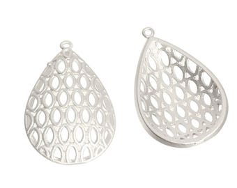 Pendant drop shaped openwork Metal 2.8 cm silver mast