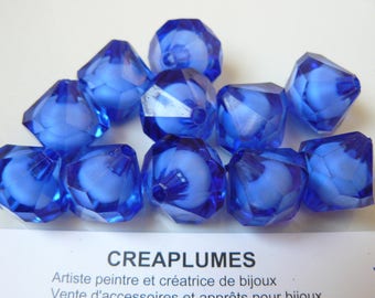 Set of 10 large 18mm hole 3mm blue bicone beads