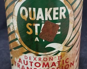 Vintage 1970s 1980s - Quaker State - 1 quart Automatic transmission fluid - Dexron II - Lubricant