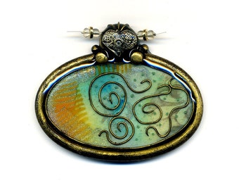 Pendant of polymer clay - Statement unmounted pendant Polymer clay pendant