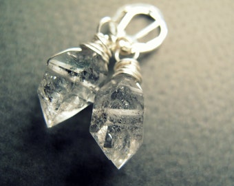 Herkimer Diamond Earrings - Sterling Silver Crystal Earrings - Herkimer Diamond Jewelry - Raw Crystal Earrings - Crystal Dangle Earrings