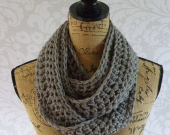 Infinity Scarf Crochet Knit Grey Gray Special Occasion Women's Accessories Eternity Fall Winter