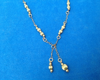 Vintage! Gold fill beaded lariat necklace - vintage piece.