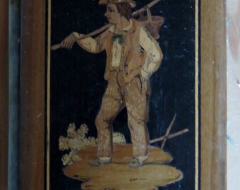 ITALIAN Sorrento Ware Dance Card / Aide Memoire from Cannes c 1900-1920