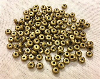5mm Antique Brass Flat Beads, 144 pieces, 5mm Brass Spacer, 5mm Antique Brass Rondelle, Julies Bead Store, Bead Source, Brass Spacer, 5mm
