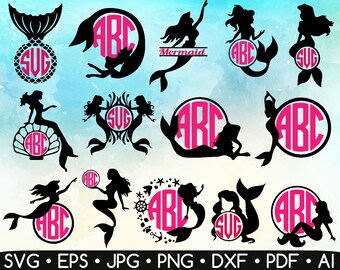 Download Mermaid monogram svg | Etsy