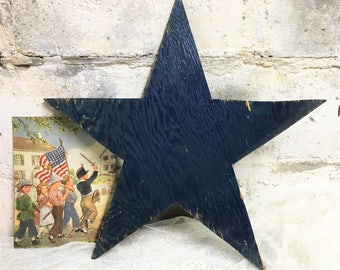 1940s Wooden Star Rustic Primitive Vintage Handmade Blue