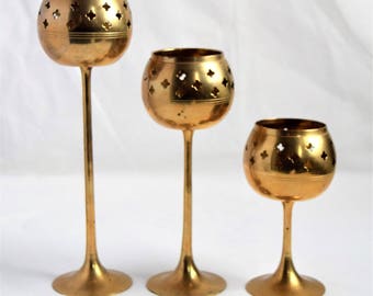 Vintage set of 3 candle holders/ vintage Candle Holders