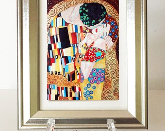 Art Print, Klimt Print, Small Framed Print, The Kiss Klimt, Gustav Klimt, Miniature Print, Home Decor