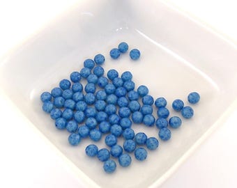 Beads Small Blue Glass 6mm, Blue Beads, Loose Beads, Destash Blue Beads