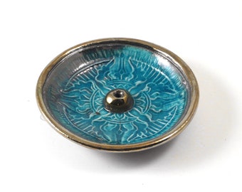 Incense Burner BUDDHIST Vajra Dorje Handmade Ceramic Pottery