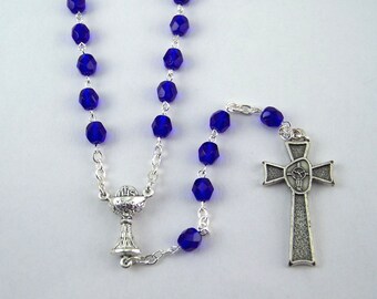 Cobalt Blue Holy Communion Rosary