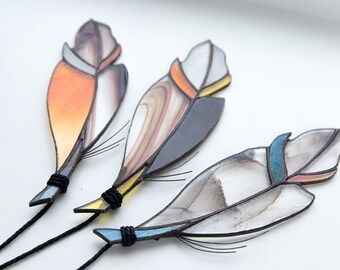 Stain Glass Feather / Stain Glass Suncatcher / Window Hanging / Stain Glass Window / Window Decor / Stain Glass Art / Feather Suncatcher