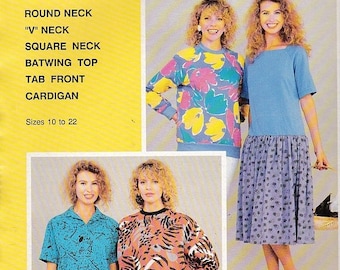 ON SALE 1980's Sewing Pattern - BevKnits 2200 Ladies Raglan Knit Tops Size 10-22 Factory folded and complete
