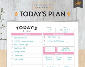 Daily Planner Printable, Daily Planner Insert, Printable Planner, Planner, Day Planner, Planner Pages, Daily Organizer, Daily Agenda