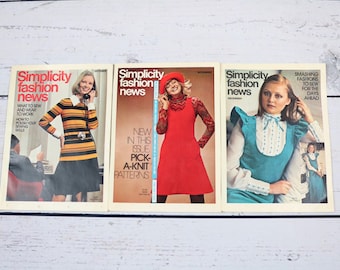Set of 3 Simplicity Fashion News Mini Magazines from 1972-October-December-70s Fashion Magazines-Sewing Inspiration