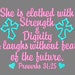 Buy 3 get 1 free! Proverbs 31:25 Bible verse embroidery design, She is clothed in strength and dignity and laughs without fear of the future