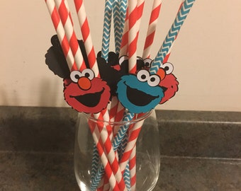 Sesame street Elmo/Cookie Monster Paper Straws