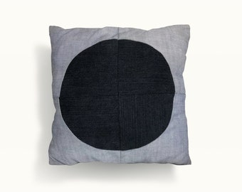 Eco-friendly upcycled ”boyfriend jeans” denim pillow with recycled water bottle fiber backing - free shipping in USA