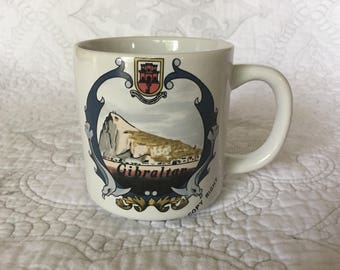 Vintage Gibraltar Souvenir Coffee Mug - European Travel Souvenir - Strait of Gibraltar - Rock of Gibraltar - Made in Korea