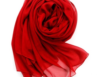 Red Chiffon Scarf - Firebrick Chiffon Scarf - PS74