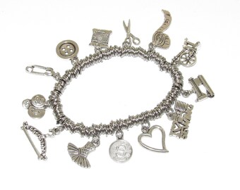 Sewing Bracelet _ Personalized Sewing Jewelry Gift _ Sewing Jewelry Bracelet Gift for Seamstress, Tailor, Fashion Designer , Love To Sew