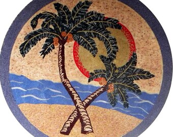 Palms on the Beach Medallion Mosaic