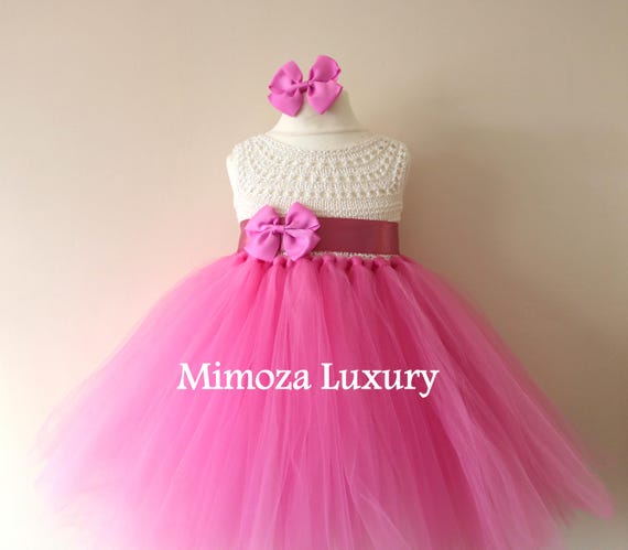 SALE size 12-18m Ready to ship, pink Flower girl dress tutu dress, bridesmaid dress, princess dress, crochet top tulle