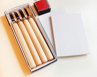 Rubber Stamp Kit - For Beginner - Carving Kit Set - Rubber Block - Eraser Block - Carving Kit - Rubber Stamp Kit -Ready to ship