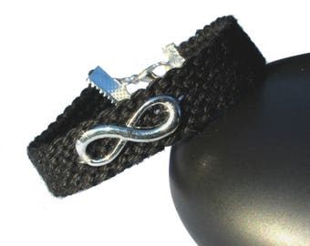 Cuff friendship bracelet, model "Infinity", black