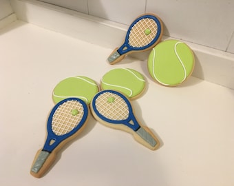 Tennis Racket and Ball cookies - 1 Dozen
