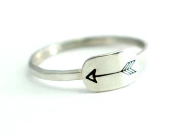 Silver Arrow Ring, Sterling Arrow Ring, Boho Arrow Ring, Hipster Arrow Ring, Stack Ring, Womens Ring, Hammered Ring, Sterling Silver Ring