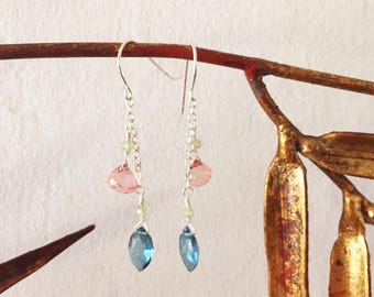Kyanite and Rose Quartz Earrings