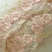 2 Yards Lace Trim Exquisite Ivory Tulle Pink Flowers Embroidered 3.14" Wide High Quality