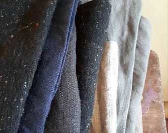 LINEN + WOOL FABRIC / mix bundle / remnants / runningthreads