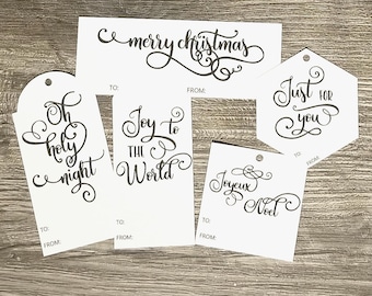 Printable Gift Tags - Word Art Gift Tag - Christmas Gift Tags - Instant Download - Black and White Christmas tags - Digital Gift Tag