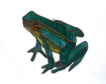 Stained Glass Suncatcher Frog Handmade Window Decor Garden decor Tiffany souvenir