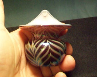 Terry Crider Amethyst Pulled Feather Blown Glass Vase