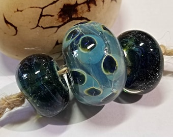 Lampwork Glass Borosilicate Beads TRIPLETS II Two Sisters Designs 051618D